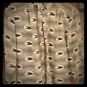 Vintage blouse with birds in flight